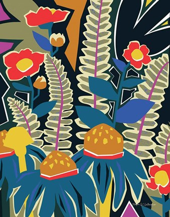 Framed Ferns and Wildflowers II Print