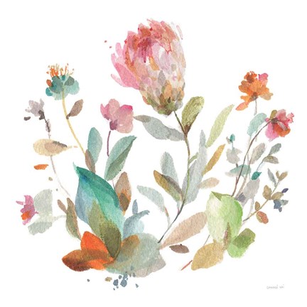 Framed Circle Full of Flowers II Print