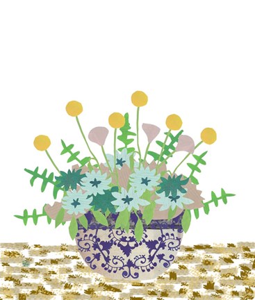 Framed Soft Blooms in Vase With Border IV Print