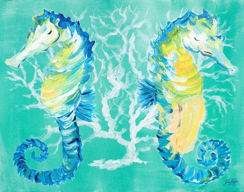 Framed Seahorses on Coral Print