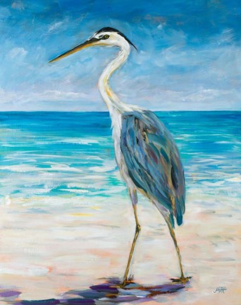 Framed Egret Beach Print