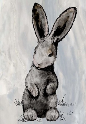 Framed Bunny on Marble III Print
