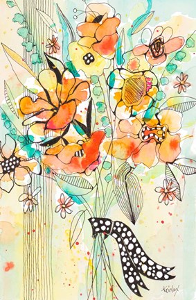 Framed Bursting Wildflower Bouquet Print