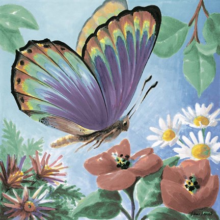 Framed Butterfly Flowers I Print