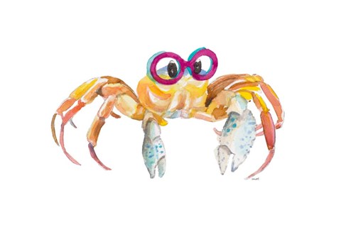 Framed Crab With Glasses Print