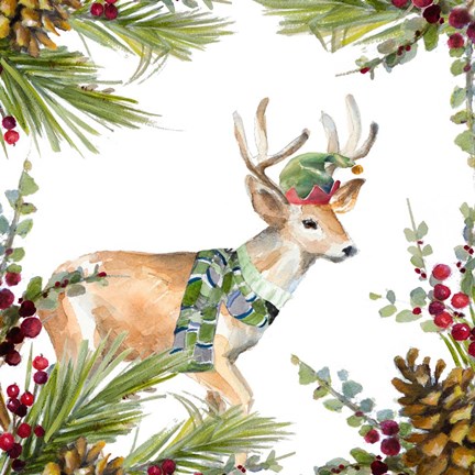 Framed Holiday Deer Print