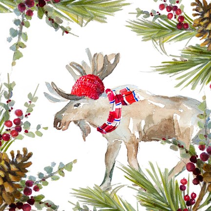 Framed Holiday Moose Print