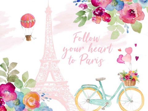 Framed Follow Your Heart to Paris Print