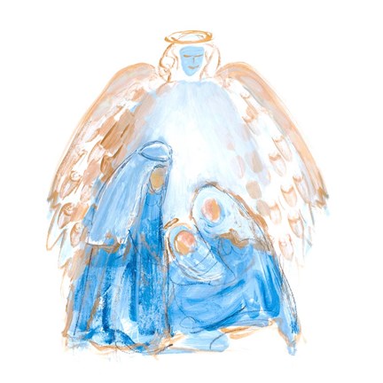 Framed Blue and Gold Nativity II Print