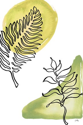 Framed Tropical Palm Contours I Print