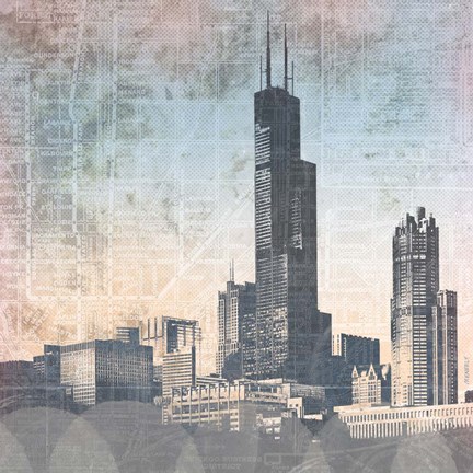 Framed Chicago Skyline I Print