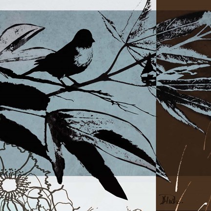 Framed Blue &amp; White Silhouette I Print