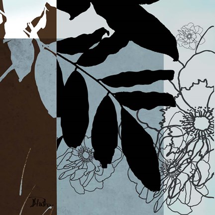 Framed Blue &amp; White Silhouette II Print