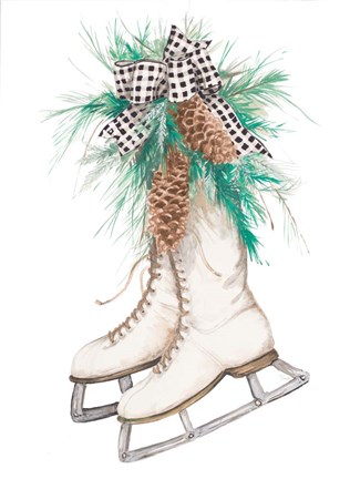 Framed Christmas Ice Skates Print