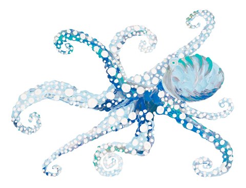 Framed Azul Dotted Octopus II Print