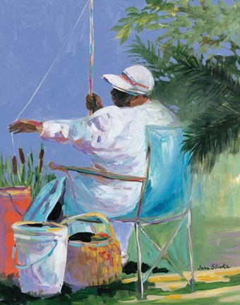 Framed Sisters Fishing II Print