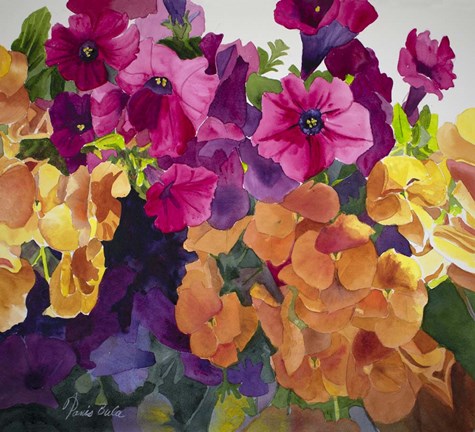 Framed Petunias and Pansies Print