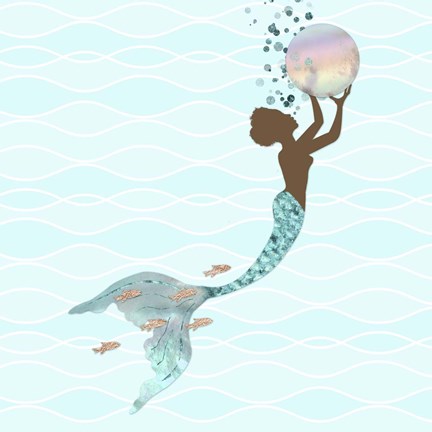 Framed Beautiful Black Mermaid Print