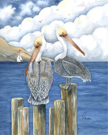 Framed Pelicans Paradise Print