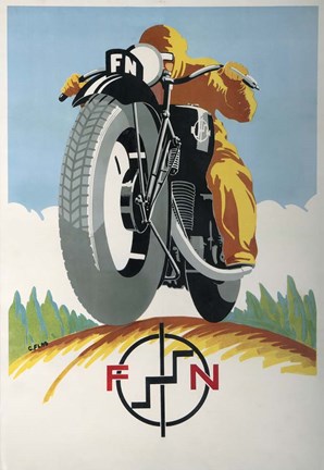 Framed Art Deco Motorcycle Ad 1934 Print
