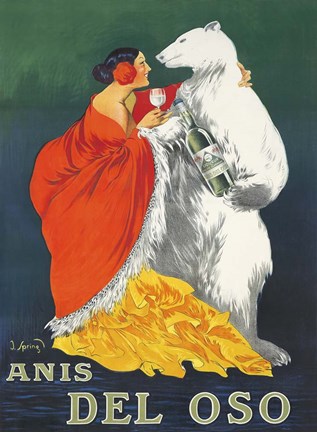 Framed 1919 Anis Del Oso Print