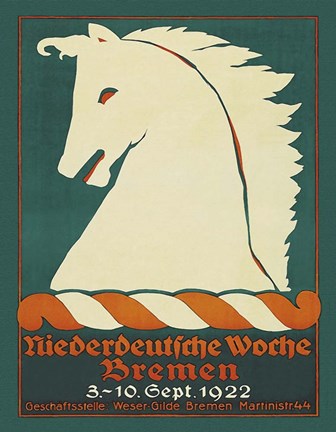 Framed German Horse Racing Print