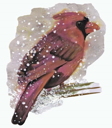 Framed Cardinal Bird in the Snow Print