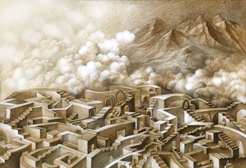 Framed Labyrinth Of The Time Keeper Print