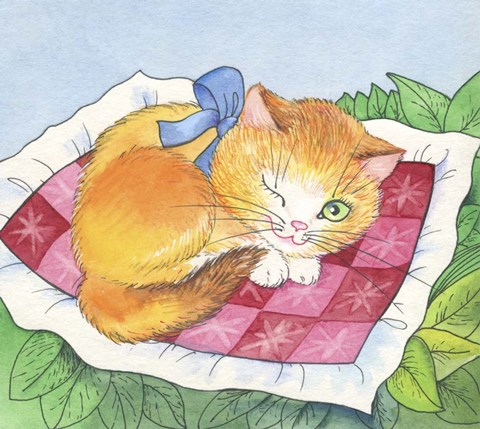 Framed Winking Cat Print