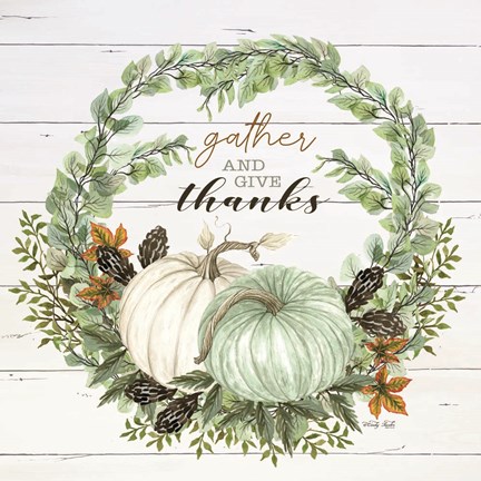 Framed Gather and Give Thanks Wreath Print