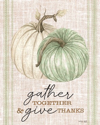 Framed Grain Sack Gather and Give Thanks Print