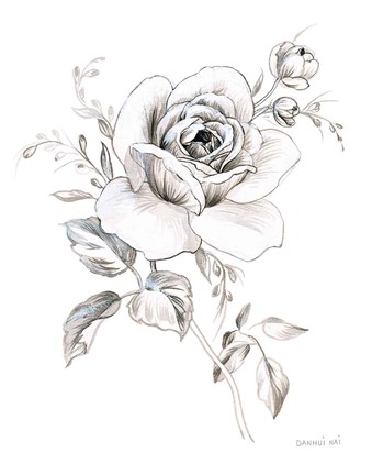 Framed Sketchbook Garden IX BW Print