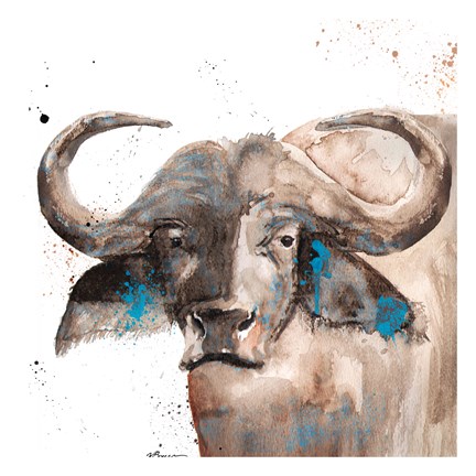 Framed Bull Blue Print