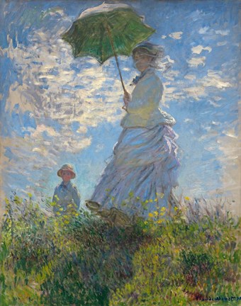 Framed Woman with a Parasol - Madame Monet and Her Son, 1875 Print