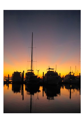 Framed Boat Silhouettes Print