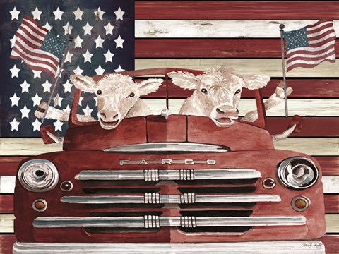 Framed Patriotic Cows Print