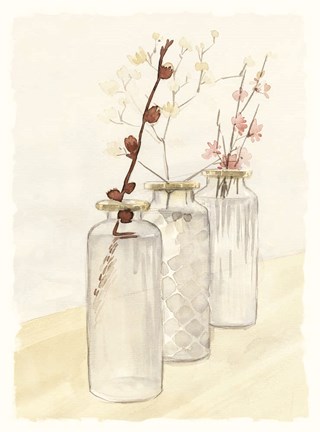 Framed Glass Bottle Row Print