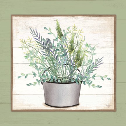 Framed Pot of Herbs II Print