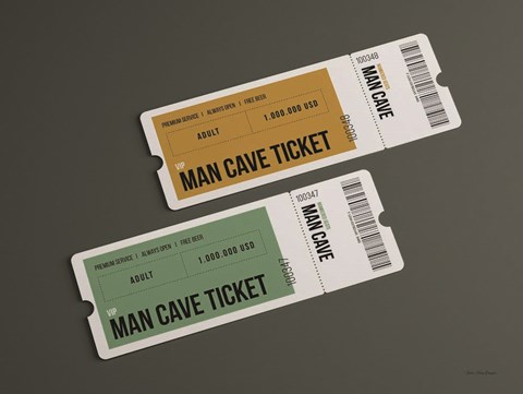 Framed Man Cave Tickets Print