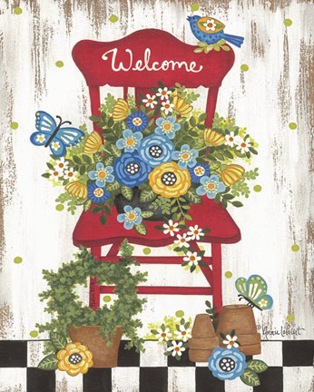 Framed Welcome Garden Chair Print