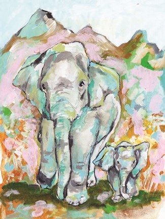Framed Elephant Stroll Print