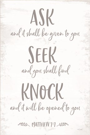 Framed Mathew 7:7 Print