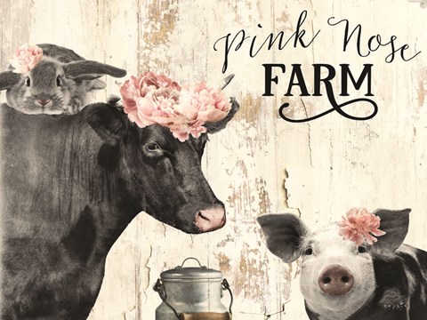 Framed Pink Nose Farm I Print