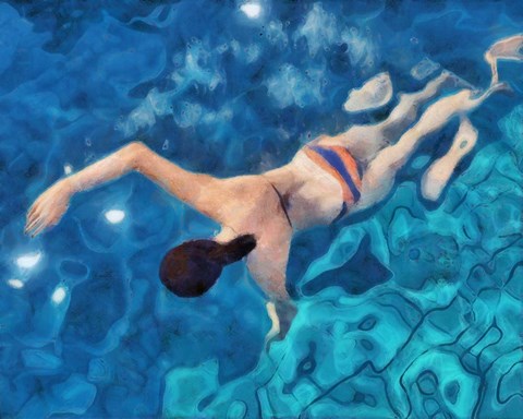 Framed Morning Swimming I Print