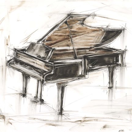 Framed Grand Piano Study Print