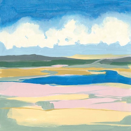 Framed Pastel Rolling Fields I Print