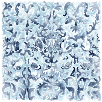 Framed Azure Mosaic Tile III Print