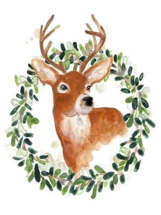 Framed Woodland Holiday Deer Print