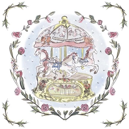 Framed Winter Carousel I Print