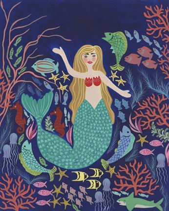 Framed Water Queen I Print